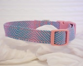 Chevron Custom Dog Collar in Hot Pink & Turquoise Sizes XS to LARGE
