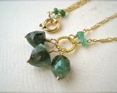 the emerald city necklace - organic green emerald gemstone necklace, gold, may birthstone, geometric, triangle, handmade jewelry