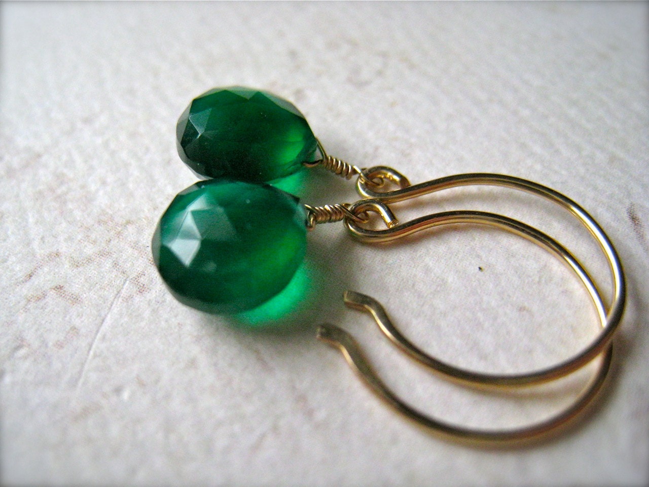 stunnas petite earrngs - glowing green gemstone earrings, green onyx, gold, emerald green, may, DE09G