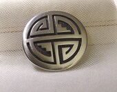 Hopi Native American Vintage Pin Silver Overlay Design
