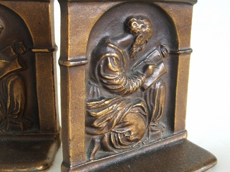1920s Bookends The Scholar DAL Bronze Tone Cast Iron