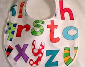 Baby Bib/ Baby Shower Gift  Lively Letters - Minky Dots