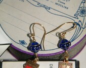 Earrings Enameled Vintage Charms Auvergne France