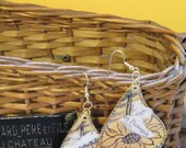 Decoupage Paper Earrings Fields  of Sunflowers