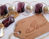 Paris Line Luminous Pearls, Violet Pillows Adjustable Bracelet