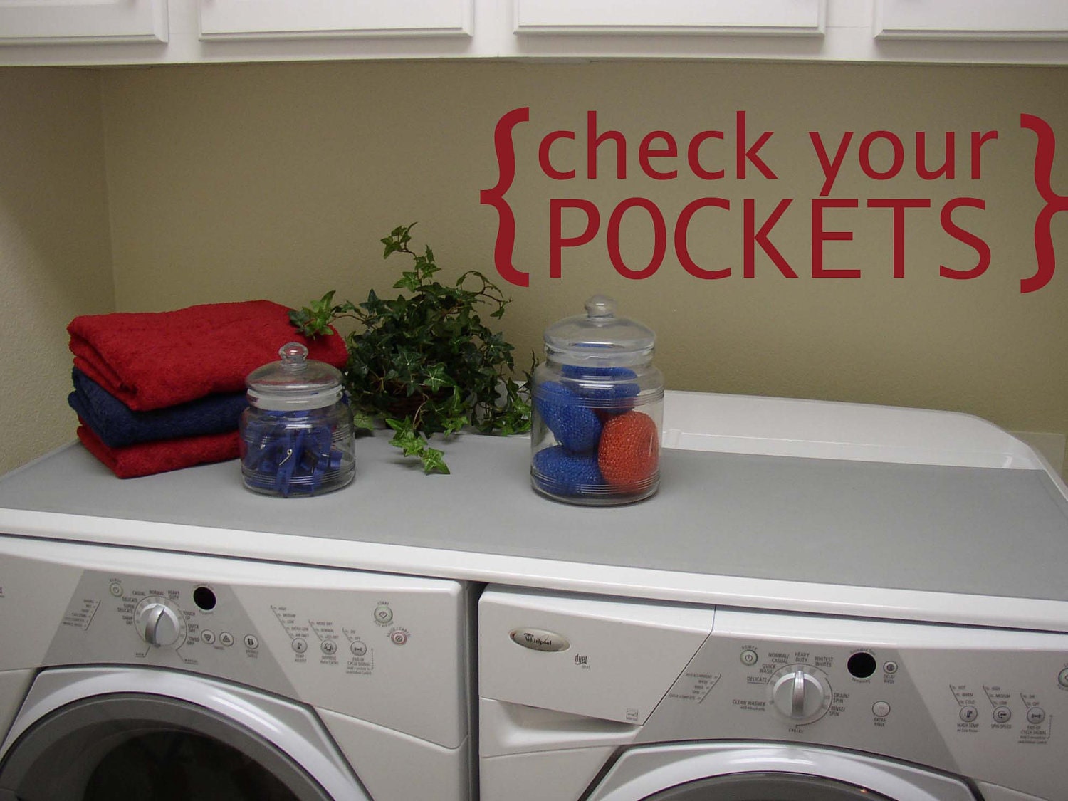 Laundry Room check your pockets- Vinyl Wall Decals Stickers Art Graphics Words Lettering vinyl wall decal (small)