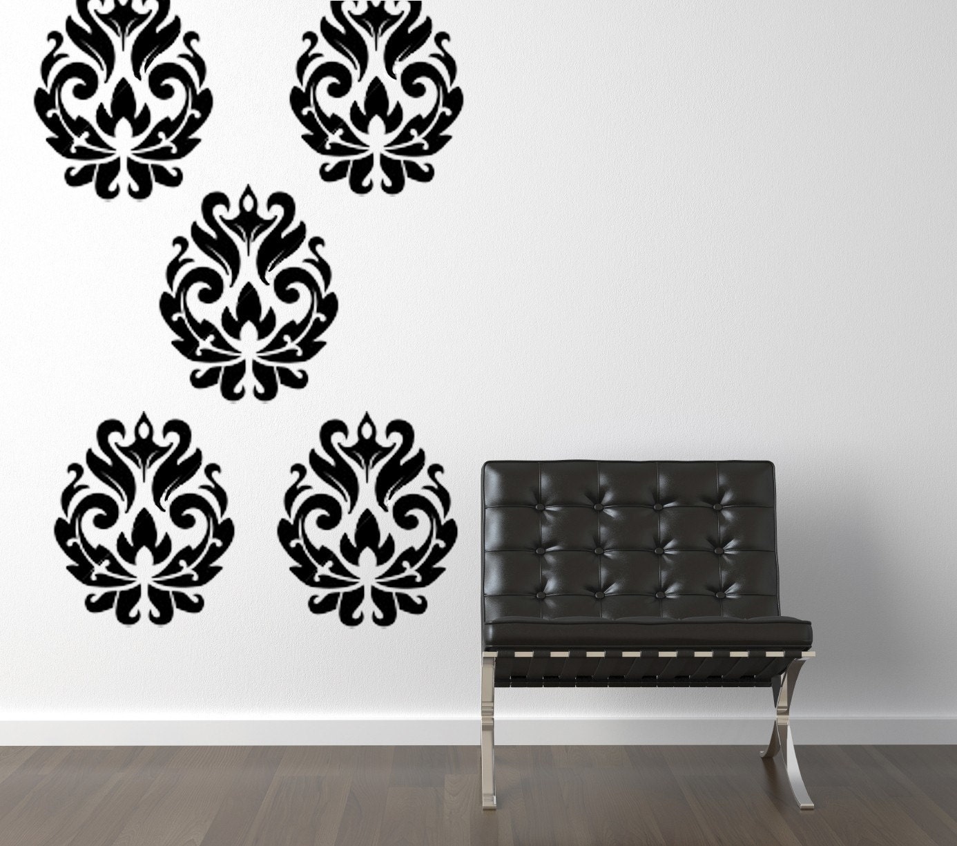 Damask Brocade vinyl wall decal set
