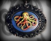 Zombie Octopus, Dread of the Deep Cameo Necklace.