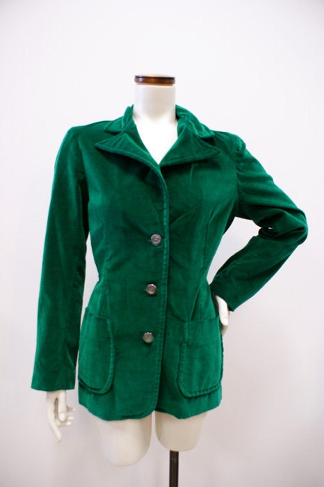 Vintage 1960s Peck and Peck Green Velour Jacket