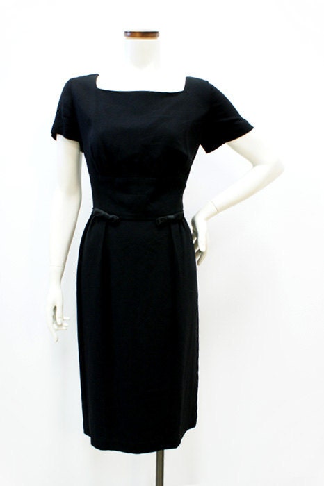 Vintage 1940s-1950s Black Crepe Dress