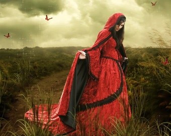 Gothic Wedding Gown and Cape Steampunk Medieval Renaissance Custom