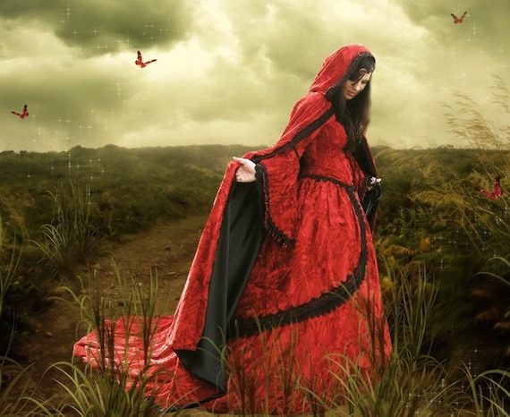 Gothic Wedding Gown and Cape Steampunk Medieval Renaissance Custom