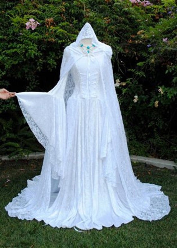 Gwendolyn Medieval Velvet and Lace Wedding Gown and Cape Set Custom