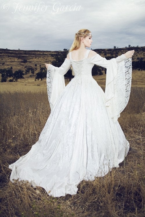 Gwendolyn Medieval Velvet and Lace Wedding Gown and Cape Set Custom