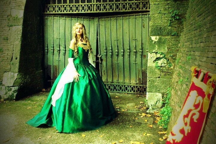 Cersei Game of Thrones Medieval Corset Gown Silk and Chiffon Custom