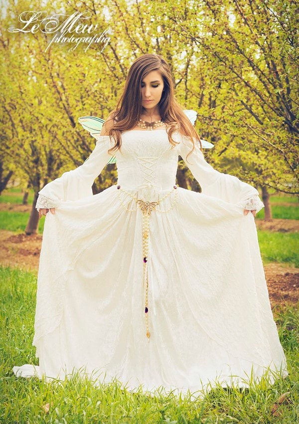 Gwendolyn Medieval or Renaissance Fairy Wedding Gown Velvet and Lace Custom