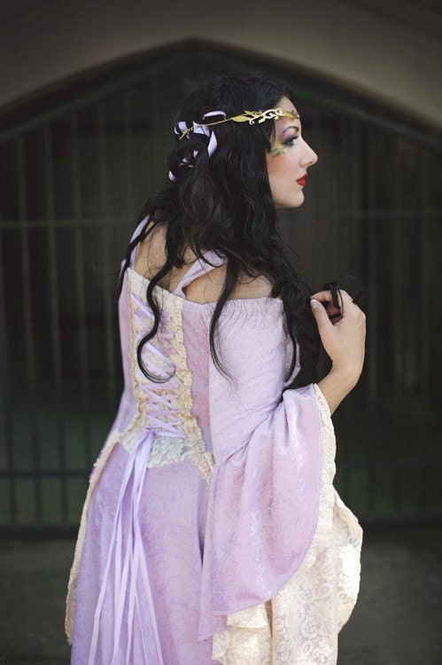Lady Gwen Lace Up Fantasy Medieval Velvet and Lace Gown Custom