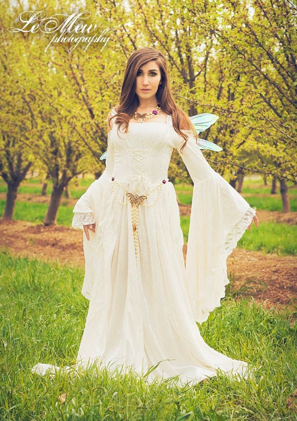 Gwendolyn Medieval or Renaissance Fairy Wedding Gown Velvet and Lace Custom