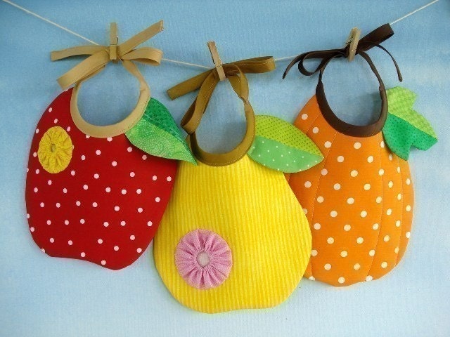 SALE - PDF ePattern for Apple, Pear and Pumpkin Baby Bib Sewing Pattern
