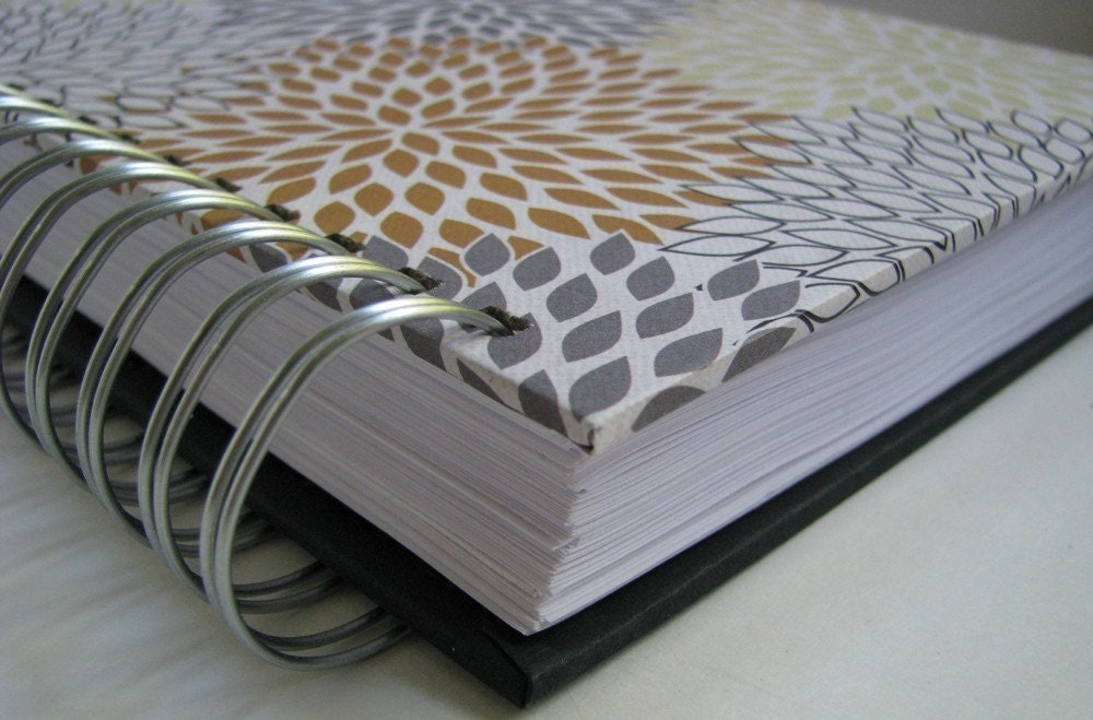 Weekly Organizer-Planner-Agenda includes Address Book with Floral Grey, Gold & Yellow Cover