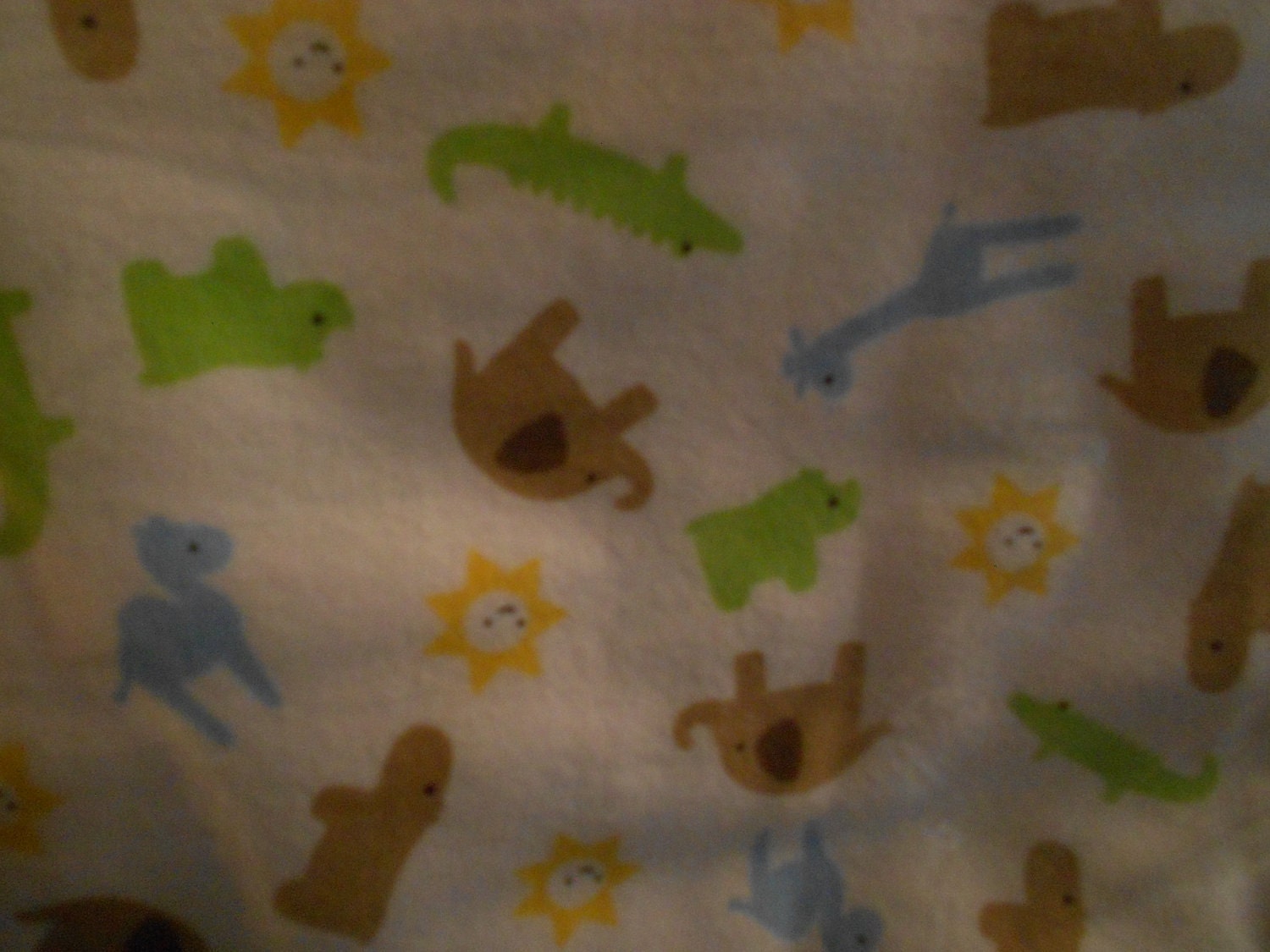 Store Closing Sale Extra Large Flannel Receiving Blanket Little Elephants Aligators Camels Hippos and Sunshine