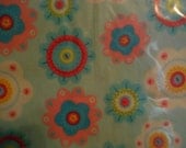 Store Closing Sale Extra Large Flannel Receiving Blanket Turquoise and Pink Flowers
