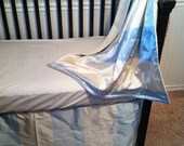 Store Closing Sale 2 Piece Crib Bedding Set Ivory and Blue Silk Dupioni
