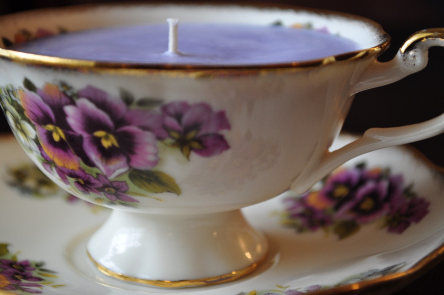 Lilac and Violets Soy Tea Cup Candle
