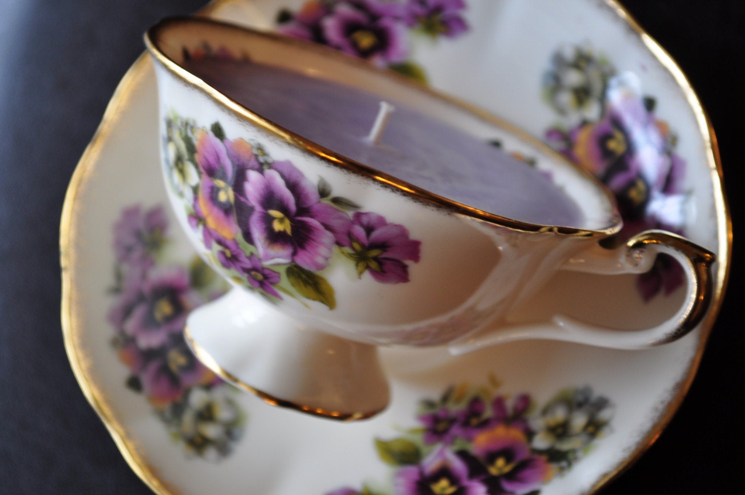 Lilac and Violets Soy Tea Cup Candle