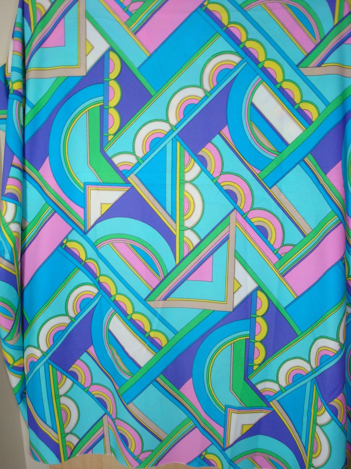 Vintage Fabric Geometric Polyester Multicolored 3 yards and 12 inches