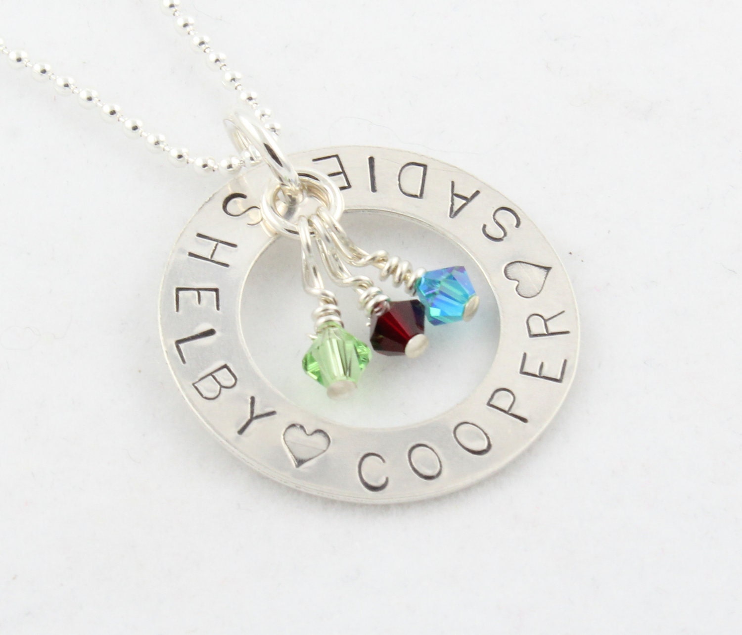 Mother's Day Gift - Sterling Silver Personalized Birthstone Necklace - Hand Stamped Gift for Mom