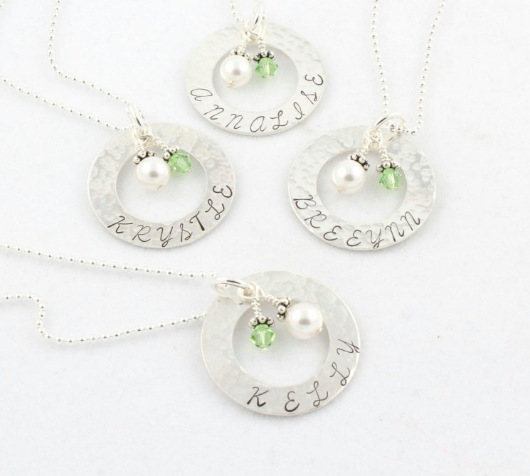 Bridesmaid Wedding Necklace Personalized Sterling Silver Hand Stamped Custom