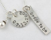 Bride To Be Wedding Silver Necklace Custom Personalized