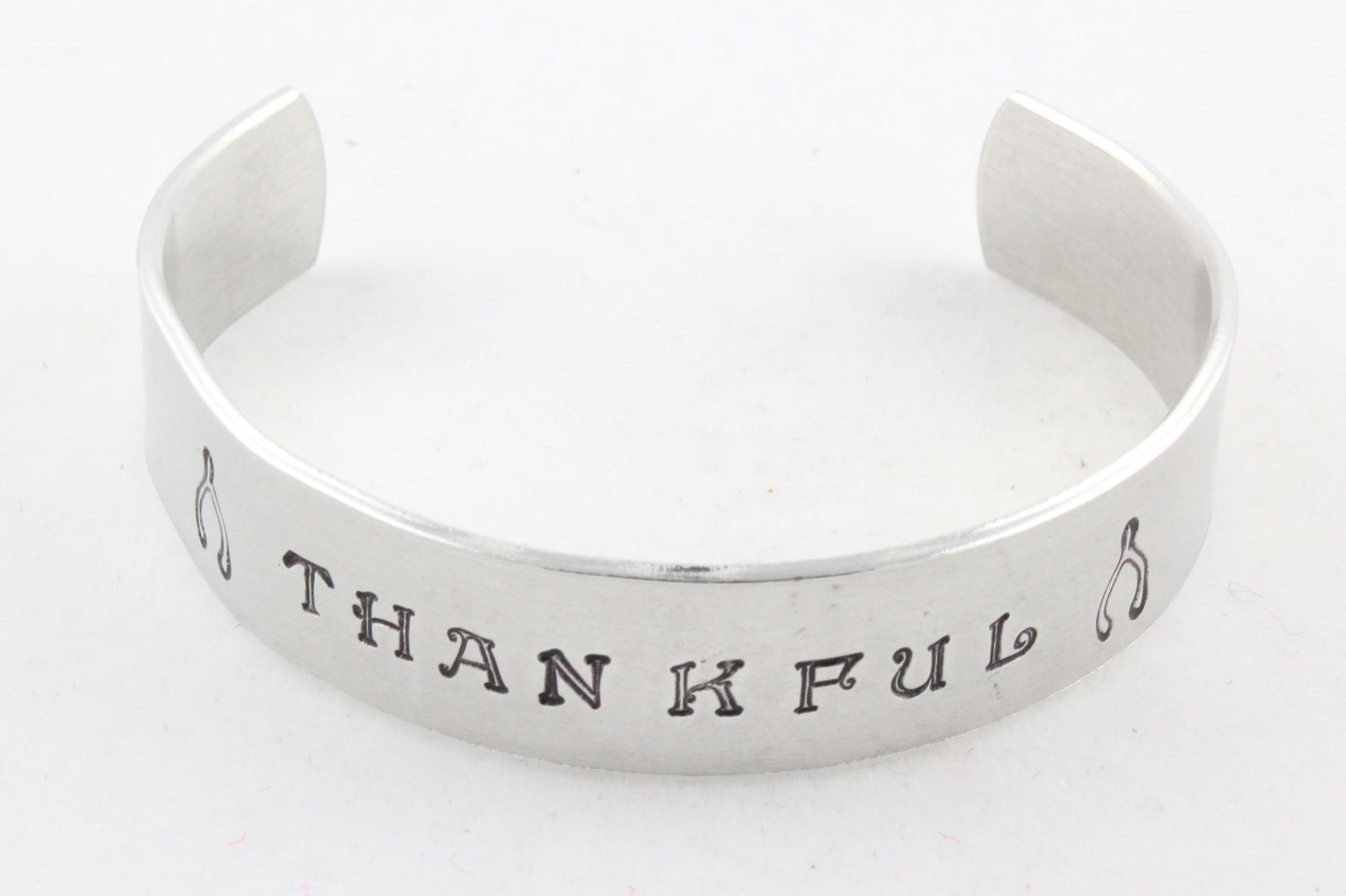 Thankful Cuff Bracelet - Wishbone Bracelet - Hand Stamped Cuff Bracelet - Thanksgiving Hostess Gift