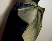 Black & Gold Sash Bow Tie Belt for Waist, Stripe Print,  Limited Edition, Handmade, Vintage Styling, Made in Australia.