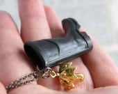Black Wellington Boot and Umbrella Necklace - 'Glastonbury'