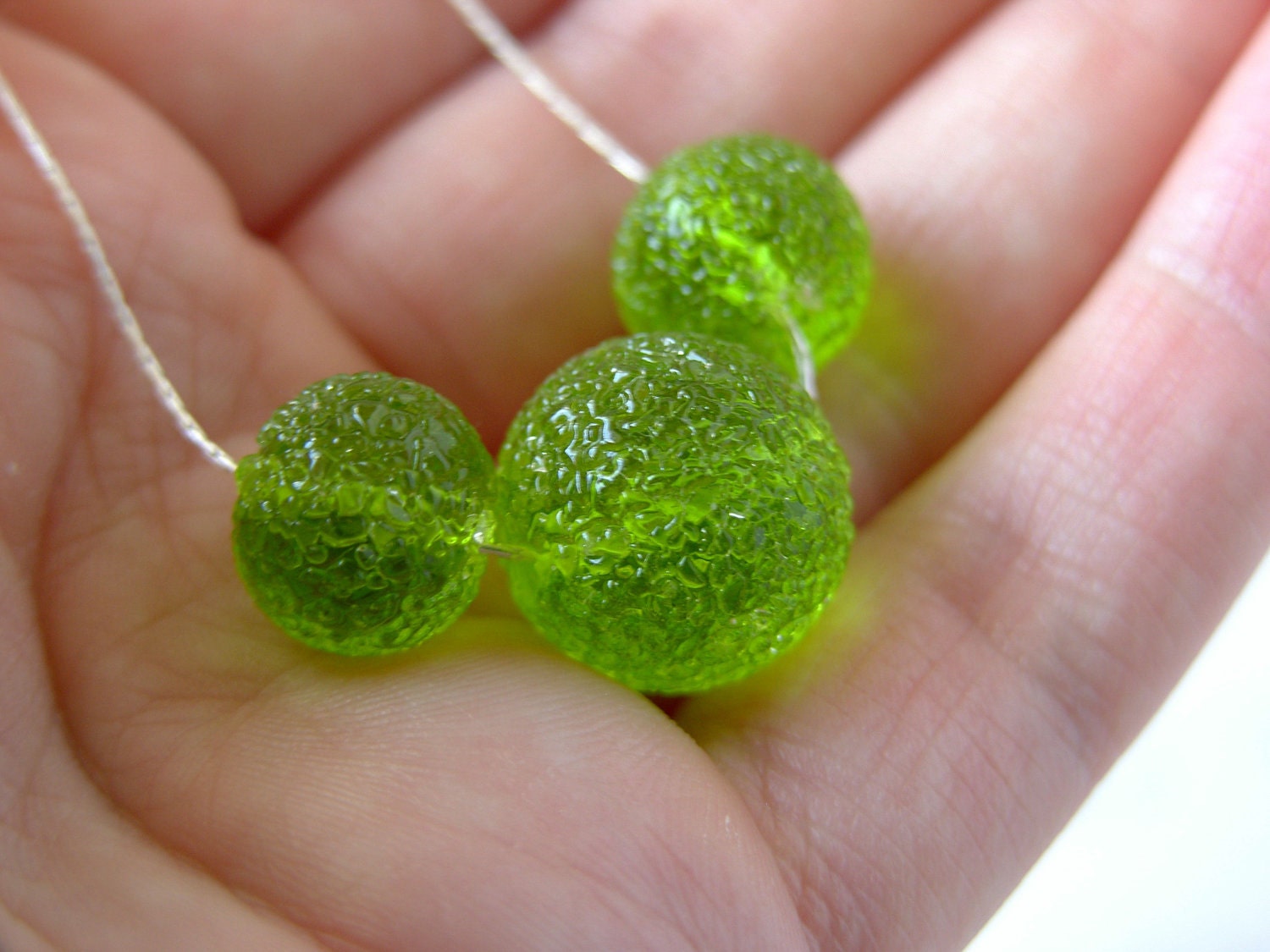 Green Murano Glass Bead Necklace - 'Kiwi'
