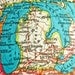 Vintage MIDWEST & MI Map Pillow, Made to Order 12 x 12 Cover, Linen Blend
