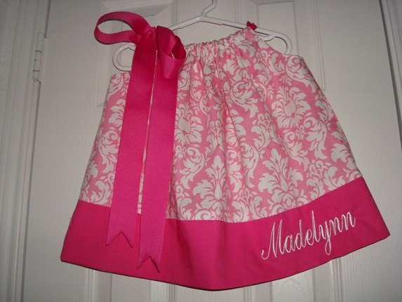 Madelynn Personalized Candy Damask Pillowcase Dress-Available in sizes NB thru 4
