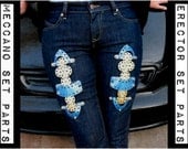 US-6 Meccano Erector set metal jeans.alexander mcqueen inspired