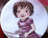 Cute Girl in Purple Dress Pocket Mirror