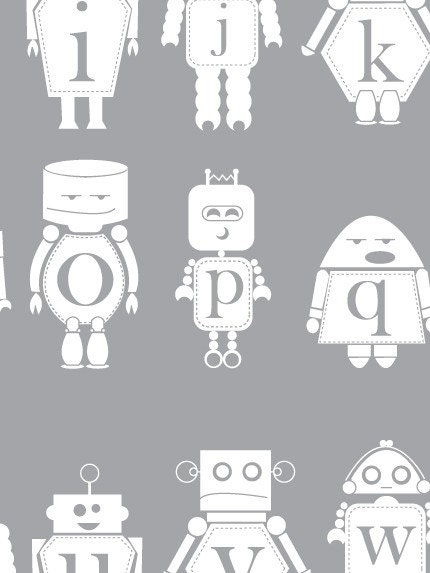 Robot Alphabet Poster - White