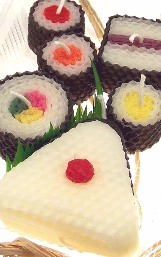 Sushi Candle Gift Set Original Assorted Sushi Candles Beeswax Handmade Candle Unique Onigiri Japanese Faux Food Japan 6 Piece Gift Set