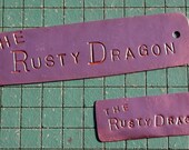 copper custom dashboard tag , RustyDragon , personalized copper nameplate
