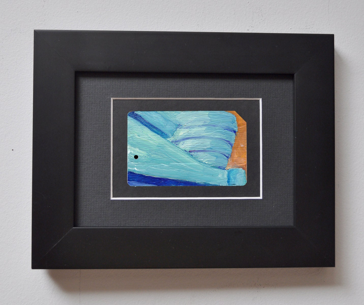 ART Original Oil Painting NYC Guggenheim Museum on Upcycled subway card