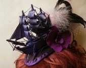 Special order for Heyferris - Blue Gold and Blue Galleon Fascinator - Hat - Ship Headpiece.