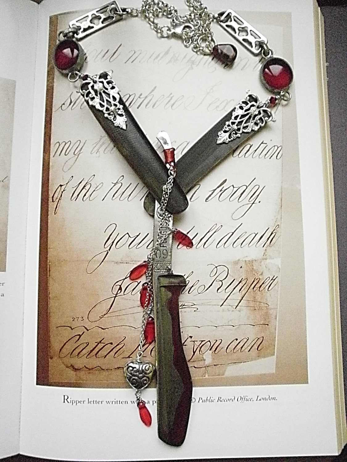Bloodthirsty Cut Throat Razor Necklace.  Straight Razor Necklace.