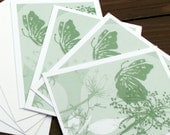 pale green butterfly notecards-set of 4 - PrettyMuchArt