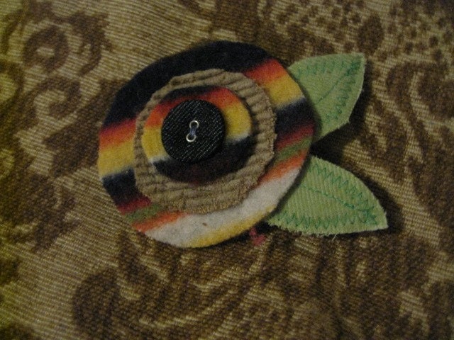 Jeweltone Posy barrette, clip, handmade flower from upcycled wool and corduroy
