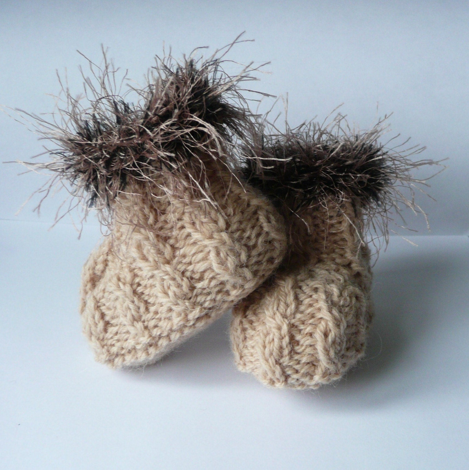 Knitting PATTERN BABY Booties - Fabulously Furry Baby Boots INSTANT Download